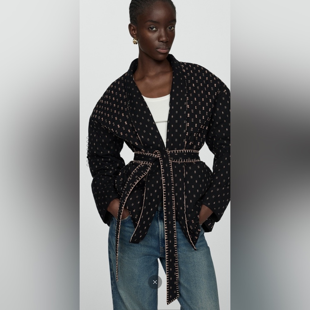 QUILTED JACKET WITH EMBROIDERED DETAILS, NWOT